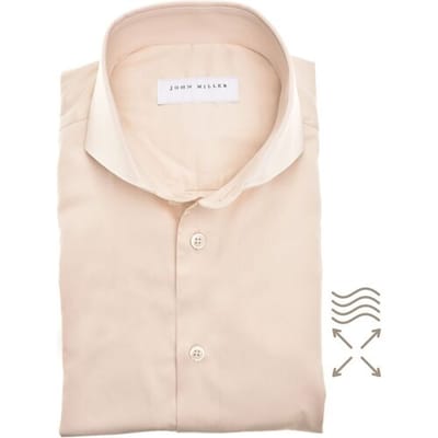 John Miller Overhemd Solid Color Slim Cutaway Stretch Sandy / male