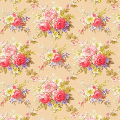 Bloemen behang Profhome 345082-GU vliesbehang licht gestructureerd met bloemen patroon mat beige rood paars geel 5,33 m2