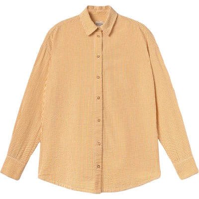 TWOTHIRDS Waipio Shirts Mustard Vichy Maat: L | Longsleeves Outlet | Dames | Bruin