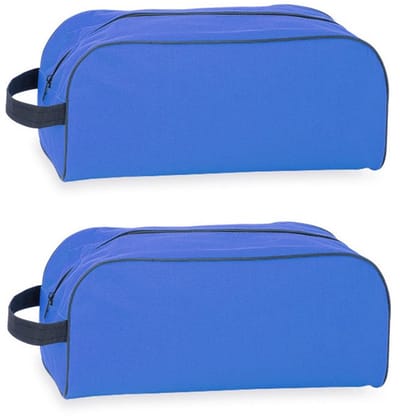 Schoenentas - 2x - 8 liter - blauw - 35 x 16 x 15 cm - polyester - ritssluiting - reizen
