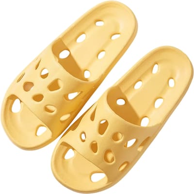 Badslippers met Massagezool – Douche Slippers Antislip, Waterdichte Badkamer Slippers voor Dames en Heren, Comfortabele Huis Slippers voor Thuis en Wellness, Geel – Maat 36–37