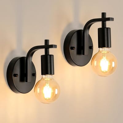 wandlamp - 15 * 12 * 17 cm - Klein - E27 - 2 stuks - zwarte - industriële metalen wandlamp - voor woonkamer, slaapkamer, hal, trap, bar, café, eetkamer - Lamp Niet Inbegrepen