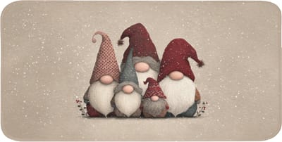 WC mat 120x60 cm - Antislip - Kabouters - Kerst - Sneeuw - Puntmutsen - Toiletmat - Vloermat - Douchemat - Toilet tapijt - Toiletmatten