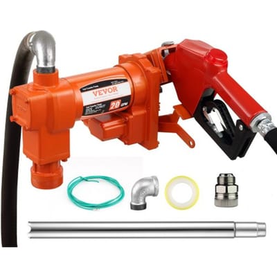VEVOR brandstofpomp, 12 V DC, 20 GPM, 1/4 HP, dieselpomp met automatische sproeier, uitlaatslang en aanzuigleiding voor benzine, diesel, kerosine, ethanol- en methanolmengsels en biodiesel.