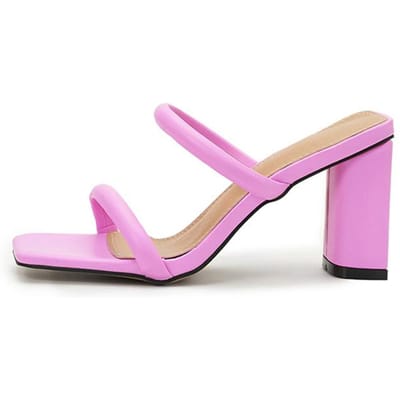 Zomer Roze Smalle Band Dames Pantoffel Casual Vierkante Hoge Hak Dames Strand Slippers Buiten Gladiator Sandalen Schoenen 38 roze