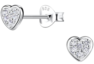 Joy|S - Zilveren hartje oorbellen - 5 mm - zirkonia - oorknopjes - sterling zilver 925