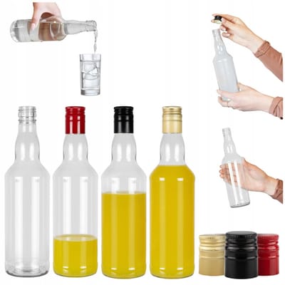 Bimberek Monopol - Glazen Flessen Set - 0.5L - Lange Doppen - Transparant