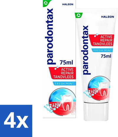 4 x Parodontax - Tandpasta - Active Repair Tandvlees - Fresh Mint - 75 ml - Tandvlees Herstellen - Bloedend Tandvlees - Gezwollen Tandvlees - Tandplak Verwijderen - Frisse Adem