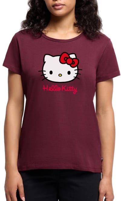 Hello Kitty Klassiek Portret Hello Kitty Tekst Premium T Shirt Dames