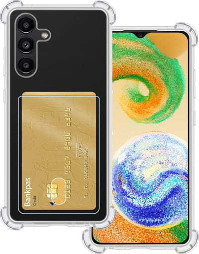 Hoesje Geschikt voor Samsung Galaxy A04s - Met Pashouder en Kaarthouder - Telefoon Hoes Shockproof - Siliconen Case - Back Cover - Shock Proof - Pasjes Houder - Transparant