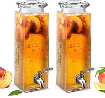 Glazen drankdispenser met lekvrije kraan, 80 oz - Ideaal voor water, ijsthee, sangria en limonade