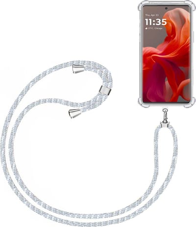 Telefoonkoord + Hoesje Geschikt voor Motorola Moto G85 - Lengte Verstelbaar - Telefoonketting - Shock Proof Case - Baby Blauw