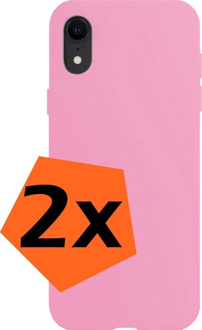 Hoes - 2 Stuks - Geschikt voor Apple iPhone XR - Sterk & Shockproof - Case Siliconen - Back Cover - Telefoon Hoes - Lichtroze