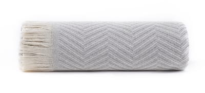 Dailygoods- Bedsprei 180 x 260 cm - Multifunctionele Dekbed/sprei - Lichtgrijs - Visgraatpatroon - 100% Gerecycled Katoen - Machinewasbaar - Deken