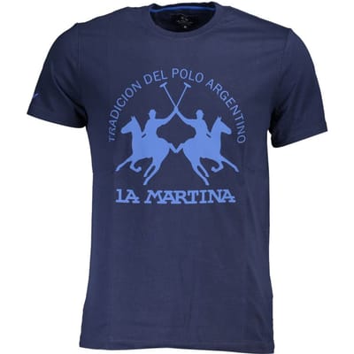 La Martina Blauw Katoenen Heren T-shirt