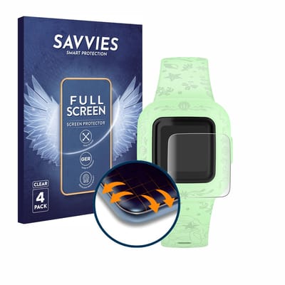 Savvies - Screenprotector voor Garmin Vivofit jr. 3 - Folie Beschermfolie transparant volledig dekking 4 Stuks
