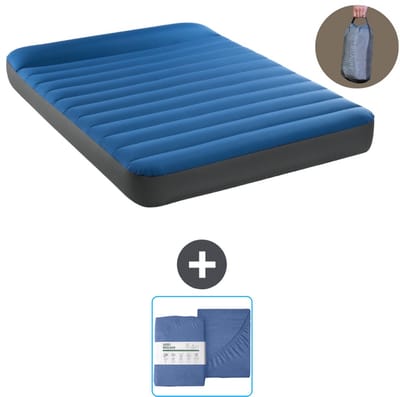 Intex Luchtbed - Twijfelaar - 137 x 191 x 22 cm - Blauw - Inclusief pomp en Hoeslaken