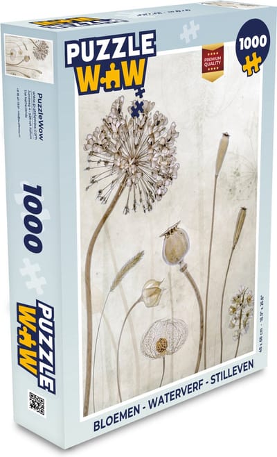 Puzzel Bloemen - Waterverf - Stilleven - Bruin - Vintage - Legpuzzel - Puzzel 1000 stukjes volwassenen