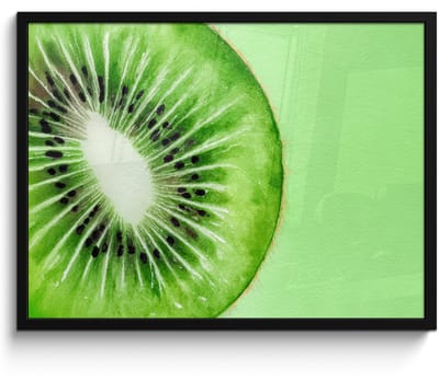 Poster in lijst - Fotolijst 70x50 cm - Posters - Kiwi - Groen - Fris - Posterlijst zwart - Decoratie - Wanddecoratie woonkamer - Muurdecoratie slaapkamer
