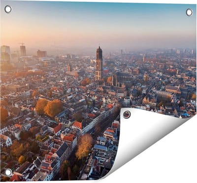 Gards Tuinposter Utrecht vanuit de Lucht - 50x40 cm - Tuindoek - Tuindecoratie - Wanddecoratie buiten - Tuinschilderij