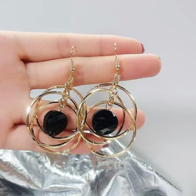 1 Paar Retro Multi-laags Hamer Ring Oorhaakje Niche Persoonlijkheid Mode Oorbellen Rond Gezicht Dun Koude Uitstraling Unieke Oorbellen Vrouwen goud