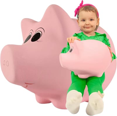 Keramische spaarpot XL - Traditioneel varken - Geld bewaren - Zonder opening - 28 x 22 x 22 cm - Roze