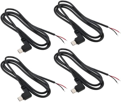 Dailygoods- Pigtail 4x - USB Type C naar 2 Pin - Blote Draad - 22AWG Voedingskabel - 5V/3A - Geschikt voor DIY Apparaten