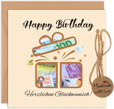 Creatieve Verjaardagskaart met Envelop voor Geldgeschenken Mannen en Vrouwen