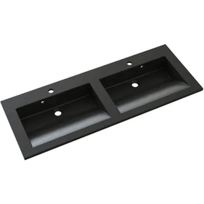 Allibert Dubbele Wastafel Slide Solidsurface - Polybeton - Rechthoekig - Zwart - 120,2cm