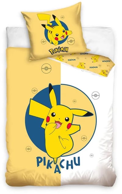 Pikachu Dekbedovertrek geel/wit - 140 x 200 cm - 70 x 90 cm