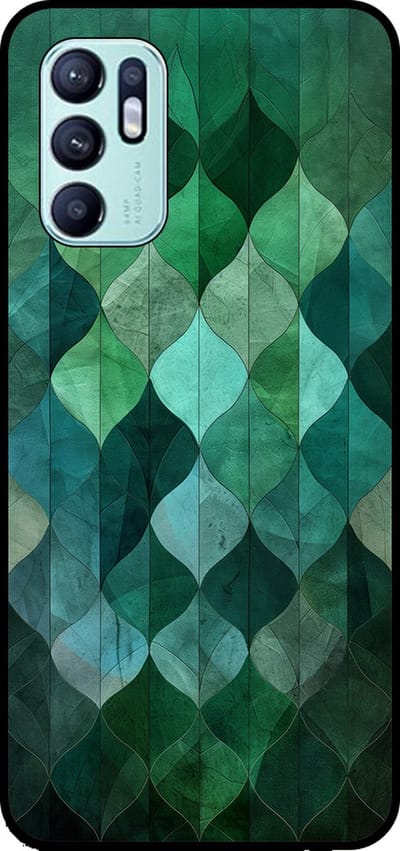 Smartphonica Telefoonhoesje Geschikt voor Oppo Reno6 4G met groene bladeren opdruk - TPU backcover case green leaf design - Groen geschikt voor Oppo Reno6 4G