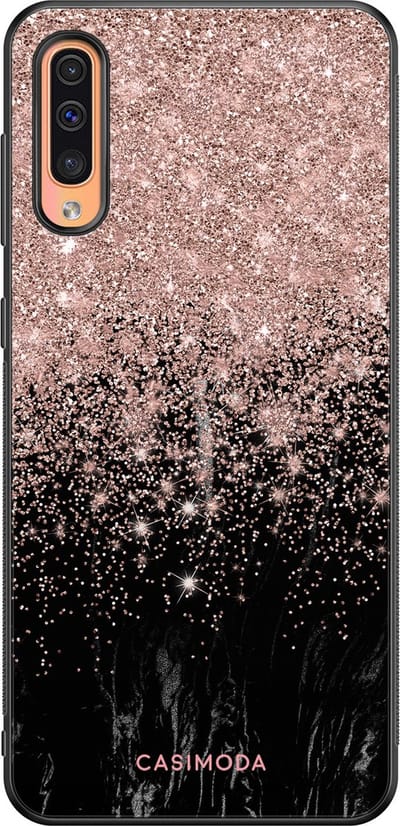 Casimoda® hoesje - Geschikt voor Samsung Galaxy A50 - Marmer Twist - Zwart TPU Backcover - Marmer - Rosekleurig