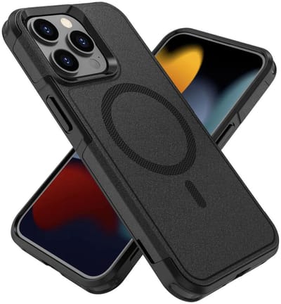 Hoesje Geschikt voor Apple iPhone 15 Pro Max - Compatibel met MagSafe - Back Cover met Magneet - Dual-Layer Hybride Case Zwart