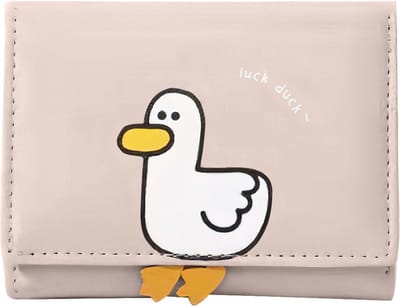 longziming -3-Vouw Portemonnee met Schattig Eendenpatroon - Ultra-dun, Stevige Stiksels en PU-Leder - Kleine Damesportemonnee