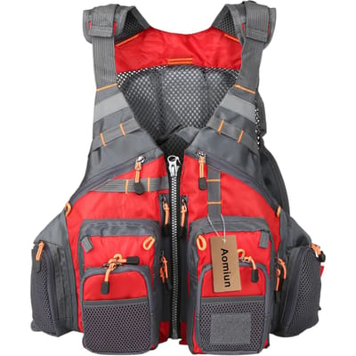 Aomiun – gilet de sauvetage rembourré et respirant pour l'extérieur, veste de sécurité supérieure avec roulement de 209lb rouge