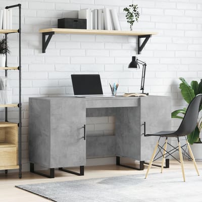 vidaXL - Bureau - 140x50x75 - cm - bewerkt - hout - betongrijs