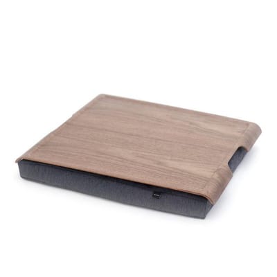 Bosign Laptray (licht) Antislip, schootkussen, schoottafel, laptoptafel, dienblad met kussen Walnoot met houten bovenblad - 46 x 38 x 6,5 cm