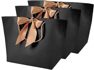 Eenvoudige Decoratieve Papieren Tassen voor Cadeaus, Kleding en Cosmetica - Zwart, Set van 10