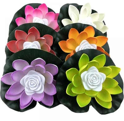 longziming -6-delige LED Lotus Bloemen Set – Drijvende Waterdecoratie met Zes Kleuren Licht – Batterijgevoed, Waterdicht en Romantisch voor Binnen en Buiten
