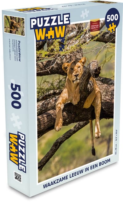 Puzzel Leeuw - Boom - Bruin - Legpuzzel - Puzzel 500 stukjes