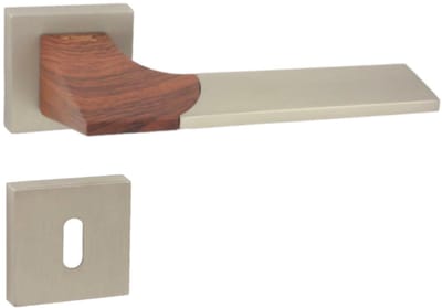 Domino® Deurkrukgarnituur LIKE QR M91/WOOD - Nikkel satijn/Bos - BB- gladde sleutel met Vierkant Rozette - Deurbeslag van aluminium - Deurklink voor kamerdeur, kantoordeur, kelderdeur en binnendeur