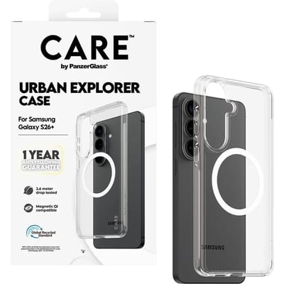 CARE by PanzerGlass Urban Explorer Case - Transparant w. - Wit Qi Samsung Galaxy S26 Plus