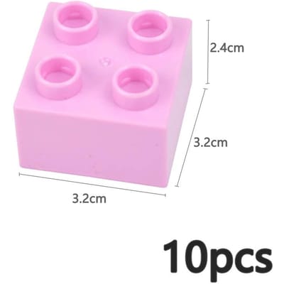 10 Pièces Blocs de Construction Colorés Grande Taille 2x2 Points Grandes Figurines Briques à Impression Épaisse Jouets Éducatifs pour Enfant Compatibles avec Duploes