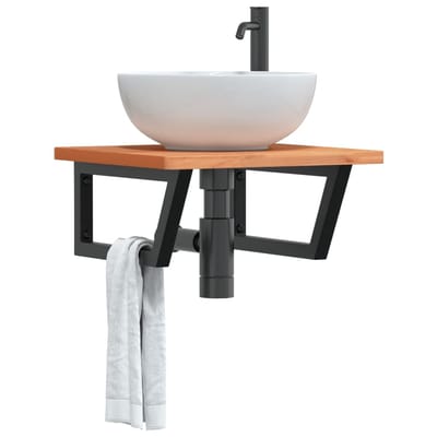 vidaXL - Badkamer - wandschap - staal - en - massief - beukenhout