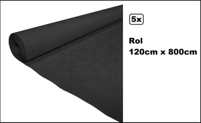 5x Tafelrol tafelkleed zwart 120cm x 800cm papier - totaal 40 meter - Party diner food festival eten fun thema feest party