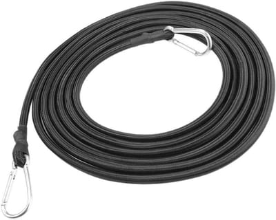 Expander met haken, 4 m, spanrubber met dikke karabijnhaak, zwart, bagagespanner, 2,5-voudige reking, rubberen spanner voor zonnezeil, bagage, auto, lading, camping