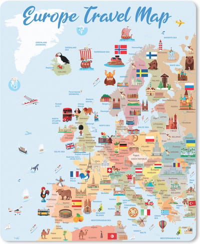 Muismat Kleurrijke kaart Europa - Vector EUROPE MAP http://legacy.lib.utexas.edu/maps/europe/europe_ref_2012.pdf muismat rubber - 19x23 cm - Muismat met foto