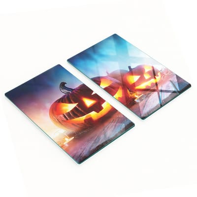 Duurzame en stijlvolle glazen borden met Halloween-pompoenpatroon, 2x30x52 cm