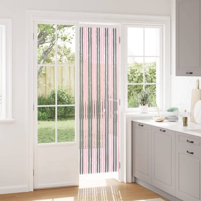 vidaXL - Insecten - Gordijn - Chenille - Zilvergrijs - en - Roze - 56 - x - 200 - cm