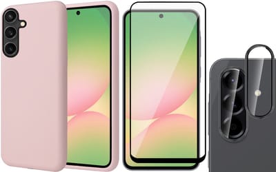 Hoesje geschikt voor Samsung Galaxy A56 / A36 - Screenprotector Volledig Dekkend Glas & Camera Protector - Mat Back Case Roze